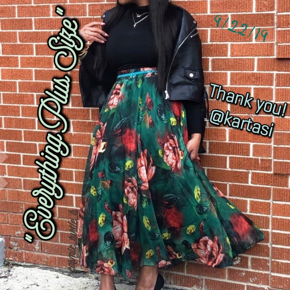 New Bohemian 3n1 Rose Garden pleated Maxi Skirt - Picture 4 of 6